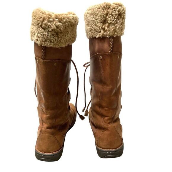 UGG Australia tan leather lace up Tall Torrey women’s 9 Sherling cuff/ lined - Picture 6 of 15